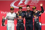 Daniel Ricciardo (Red Bull), Nico Rosberg (Mercedes) und Sebastian Vettel (Red Bull) 