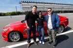 Danica Patrick (Stewart/Haas) mit den US-Schauspielern Channing Tatum und Jonah Hill