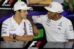 Felipe Massa (Williams) und Lewis Hamilton (Mercedes) bei der Donnerstags-Pressekonferenz
