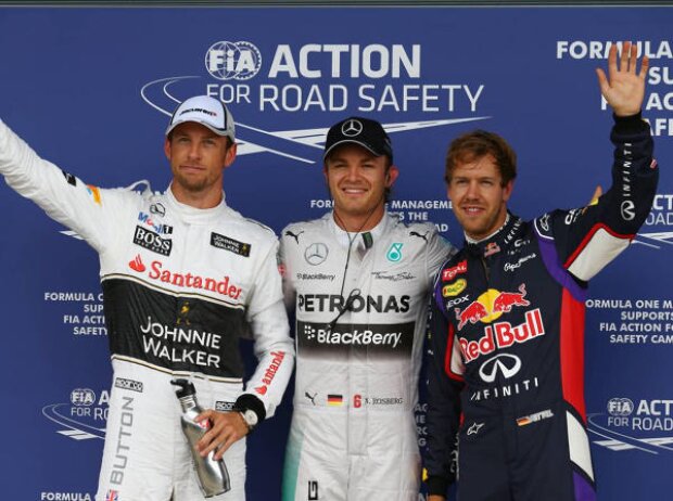 Titel-Bild zur News: Nico Rosberg, Sebastian Vettel, Jenson Button