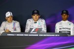 Valtteri Bottas (Williams), Nico Rosberg (Mercedes) und Lewis Hamilton (Mercedes) 