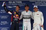 Nico Rosberg (Mercedes), Sebastian Vettel (Red Bull) und Valtteri Bottas (Williams) 