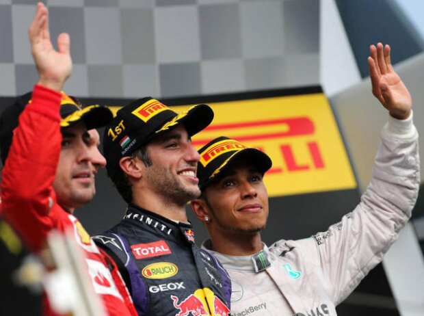 Titel-Bild zur News: Fernando Alonso, Daniel Ricciardo, Lewis Hamilton