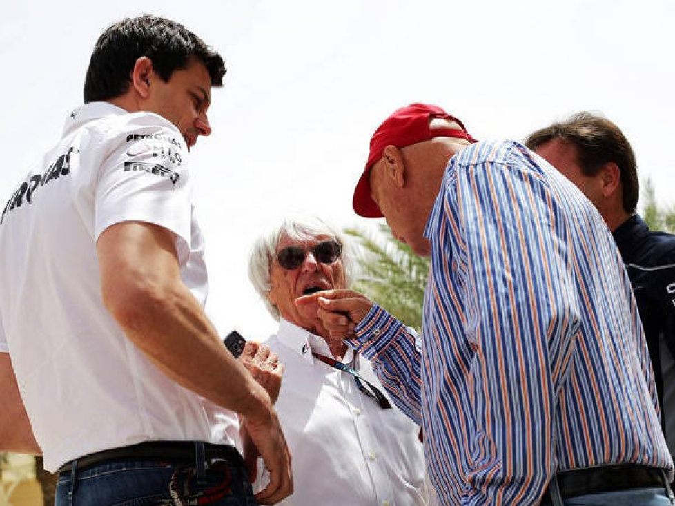 Toto Wolff, Bernie Ecclestone, Christian Horner