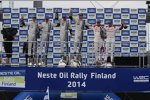 Jari-Matti Latvala (Volkswagen), Miikka Anttila (Volkswagen), Sebastien Ogier (Volkswagen), Julien Ingrassia, Kris Meeke (Citroen) und Paul Nagle (Citroen) 