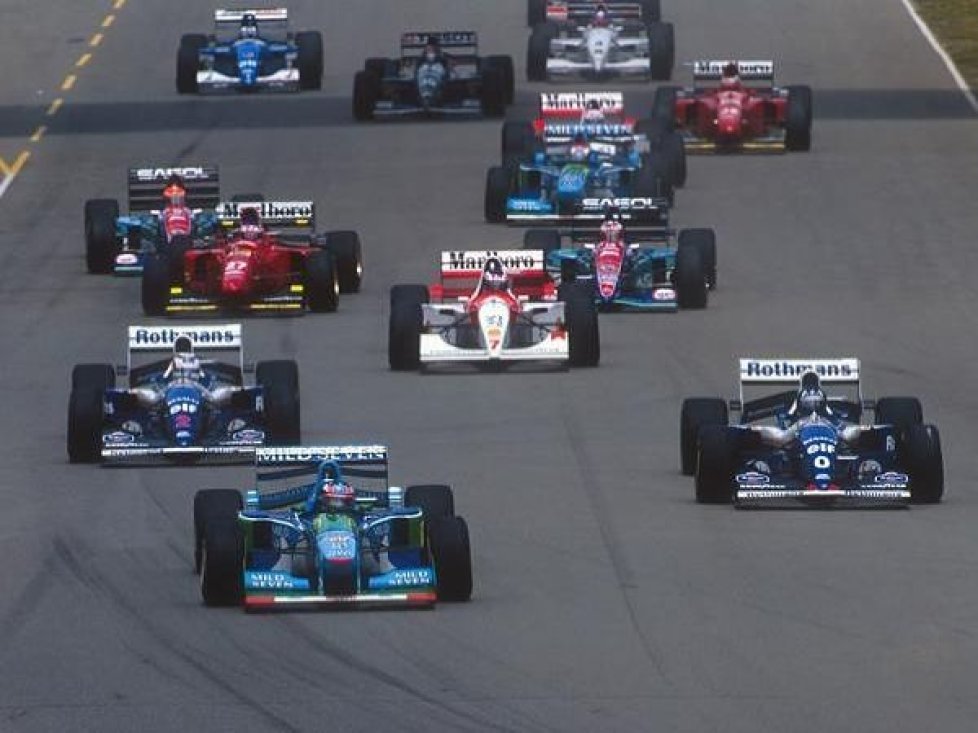 Michael Schumacher, Nigel Mansell, Mika Häkkinen, Gerhard Berger, Rubens Barrichello