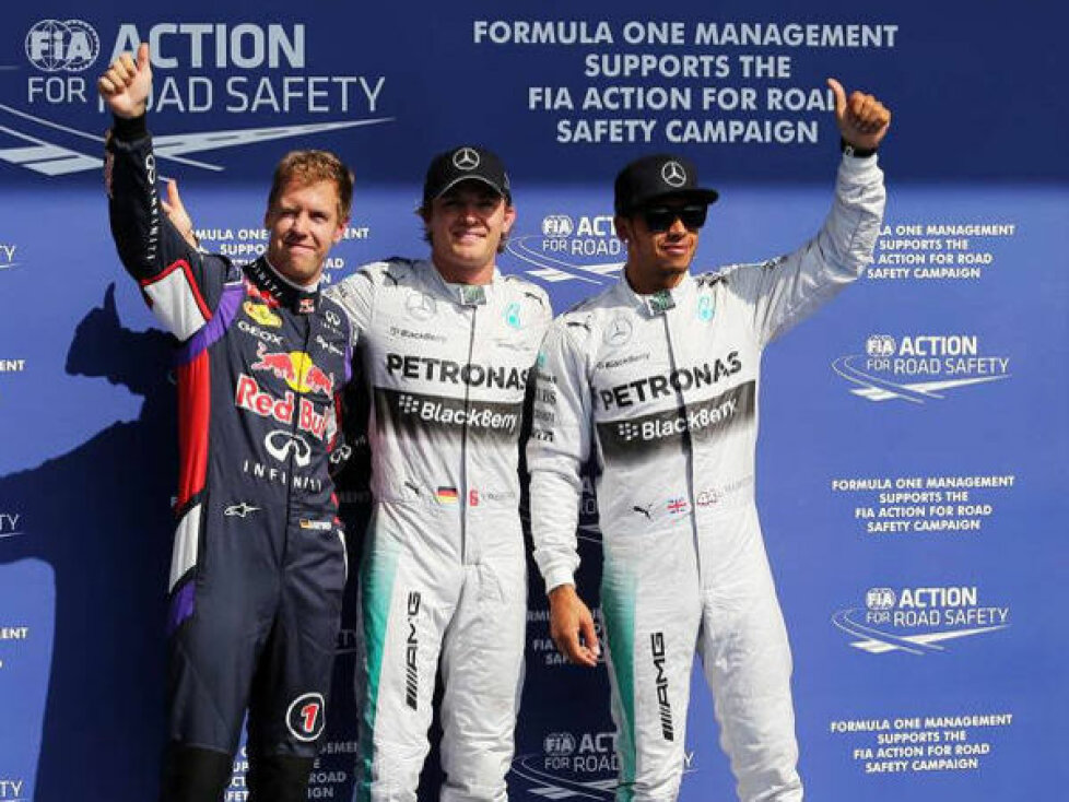 Sebastian Vettel, Nico Rosberg, Lewis Hamilton