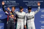 Nico Rosberg (Mercedes) auf Pole-Position, Lewis Hamilton (Mercedes) und Sebastian Vettel (Red Bull) dahinter
