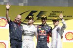 Daniel Ricciardo (Red Bull), Nico Rosberg (Mercedes), Valtteri Bottas (Williams) und Adrian Newey 