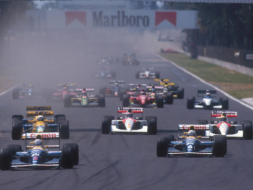Nigel Mansell, Riccardo Patrese, Gerhard Berger, Michael Schumacher