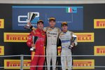 Jolyon Palmer (DAMS), Stefano Coletti (Racing Engineering) und Stephane Richelmi (DAMS) 