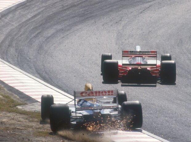 Ayrton Senna und Nigel Mansell in Suzuka 1991