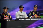 Sebastian Vettel (Red Bull), Lewis Hamilton (Mercedes) und Daniel Ricciardo (Red Bull) 