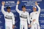 Nico Rosberg (Mercedes) startet in Japan von der Pole-Position, dahinter Lewis Hamilton (Mercedes) und Valtteri Bottas (Williams) 