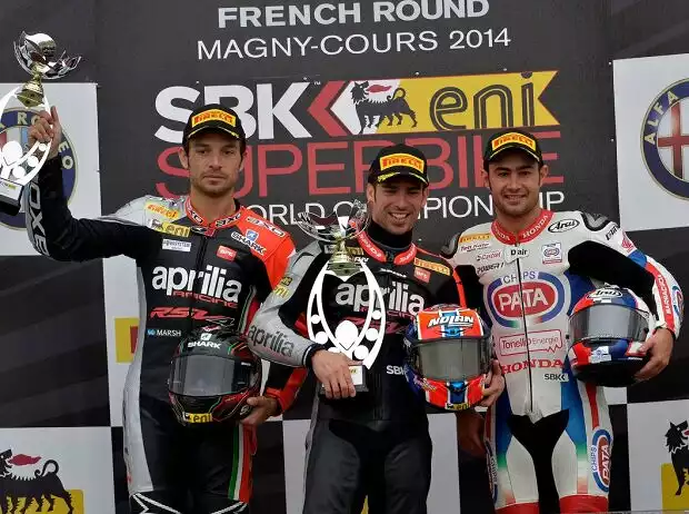 Marco Melandri, Sylvain Guintoli, Leon Haslam Titel-Bild zur News: Marco Melandri, Sylvain Guintoli, Leon Haslam