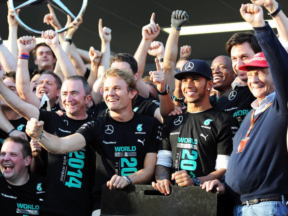 Nico Rosberg, Lewis Hamilton, Toto Wolff, Niki Lauda