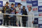 Esteban Ocon, Max Verstappen, Jake Dennis, Jean Alesi und David Coulthard 
