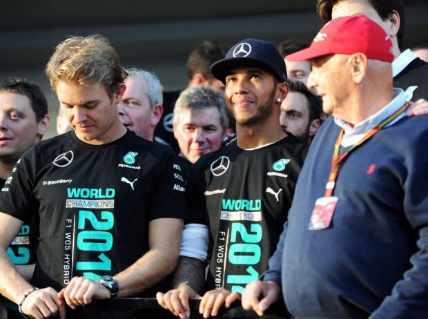 Titel-Bild zur News: Nico Rosberg, Lewis Hamilton, Niki Lauda