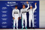 Lewis Hamilton (Mercedes), Nico Rosberg (Mercedes) und Valtteri Bottas (Williams) 