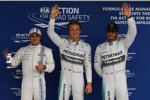 Nico Rosberg (Mercedes), Lewis Hamilton (Mercedes) und Felipe Massa (Williams) 