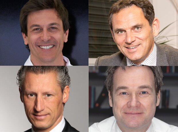 Toto Wolff, Motorsportchef Mercedes-Benz; Hans-Jürgen Abt, Geschäftsführer Abt Sportsline; Lars Stegelmann, Global Head of Commercial Formel E; Frank Dopheide, Geschäftsführender Gesellschafter Deutsche Markenarbeit 