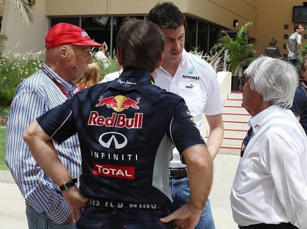 Christian Horner, Toto Wolff, Bernie Ecclestone