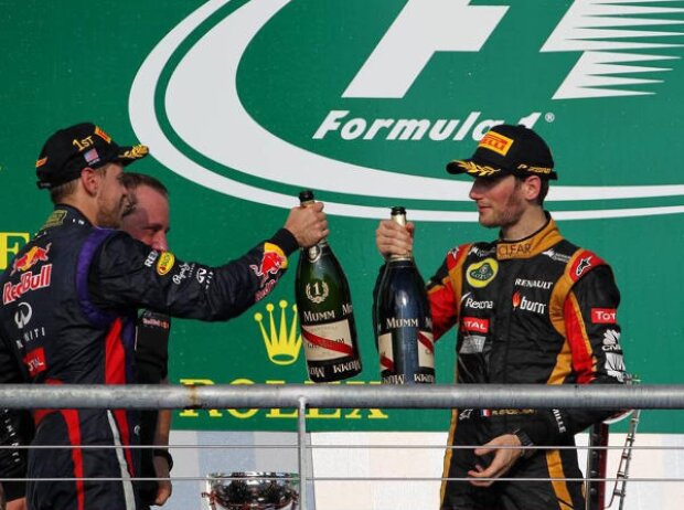Sebastian Vettel, Romain Grosjean, Mark Webber Sebastian Vettel, Romain Grosjean, Mark Webber