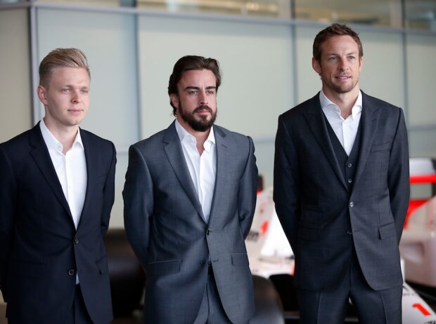Jenson Button, Fernando Alonso, Ron Dennis, Kevin Magnussen