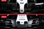 Im Detail: der "Zinken" des Williams FW36 musste beim Williams FW37 einer neuen, kurzen Stummelnase weichen.