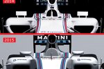 Im Detail: die mit doppelten Stegen angebrachten Spiegel des Vorgängermodells sind beim Williams FW37 Geschichte