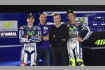 Jorge Lorenzo, Massimo Meregalli, Lin Jarvis und Valentino Rossi (Yamaha)