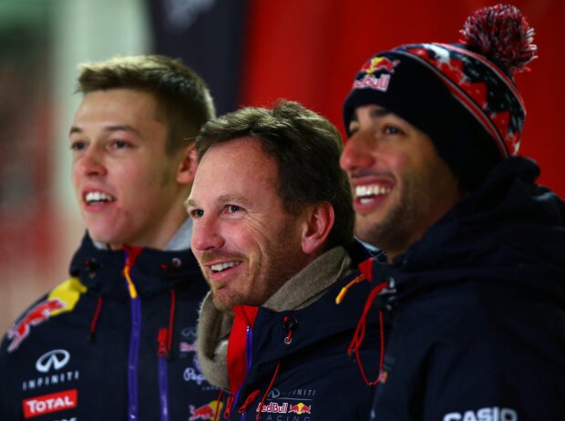 Titel-Bild zur News: Daniil Kwjat, Daniel Ricciardo, Christian Horner