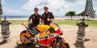 Bild zum Inhalt: HRC: Marquez & Pedrosa zeigen 2015er-Bikes in Bali