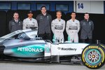 Lewis Hamilton (Mercedes), Toto Wolff, Nico Rosberg (Mercedes) und Pascal Wehrlein (Mercedes DTM) 