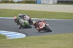 Chaz Davies vor Jonathan Rea und Leon Haslam 