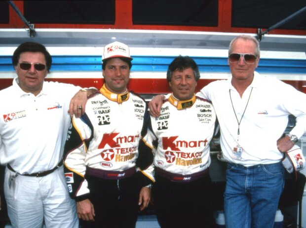 Carl Haas, Michael Andretti, Mario Andretti, Paul Newman 