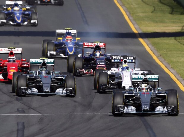 Titel-Bild zur News: Lewis Hamilton, Nico Rosberg, Felipe Massa, Kimi Räikkönen, Sebastian Vettel