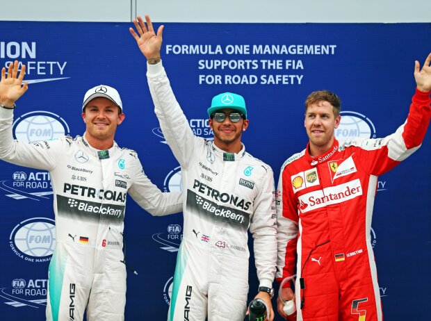 Nico Rosberg, Lewis Hamilton, Sebastian Vettel Nico Rosberg, Lewis Hamilton, Sebastian Vettel
