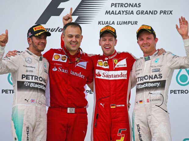 Titel-Bild zur News: Lewis Hamilton, Sebastian Vettel, Nico Rosberg