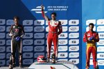 Das Podium in Long Beach: Nelson  Jun., Jean-Eric Vergne und Lucas di Grassi