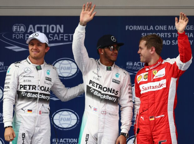Titel-Bild zur News: Nico Rosberg, Lewis Hamilton, Sebastian Vettel