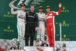 Nico Rosberg (Mercedes), Lewis Hamilton (Mercedes) und Sebastian Vettel (Ferrari) 