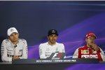 Lewis Hamilton (Mercedes), Nico Rosberg (Mercedes) und Sebastian Vettel (Ferrari) 