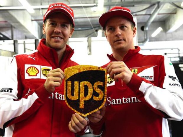 Titel-Bild zur News: Kimi Räikkönen, Sebastian Vettel, UPS, Logo, Penis