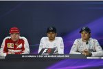 Lewis Hamilton (Mercedes), Kimi Räikkönen (Ferrari) und Nico Rosberg (Mercedes) 