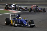 Marcus Ericsson (Sauber), Carlos Sainz (Toro Rosso) und Sergio Perez (Force India) 