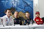 Norbert Michelisz bei der Pressekonferenz neben David Coulthard,  Daniil Kwjat und  Kimi Räikkönen 
