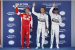 Nico Rosberg (Mercedes) steht erstmals 2015 auf der Pole-Position, dahinter Lewis Hamilton (Mercedes) und Sebastian Vettel (Ferrari) 
