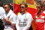 Lewis Hamilton (Mercedes), Nico Rosberg (Mercedes) und Sebastian Vettel (Ferrari) 