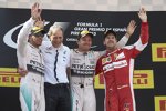 Lewis Hamilton (Mercedes), Nico Rosberg (Mercedes) und Sebastian Vettel (Ferrari) 